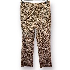 Gilligan & O'Malley Leopard Print Pull On Fleece Pajama Pants Brown Tan M